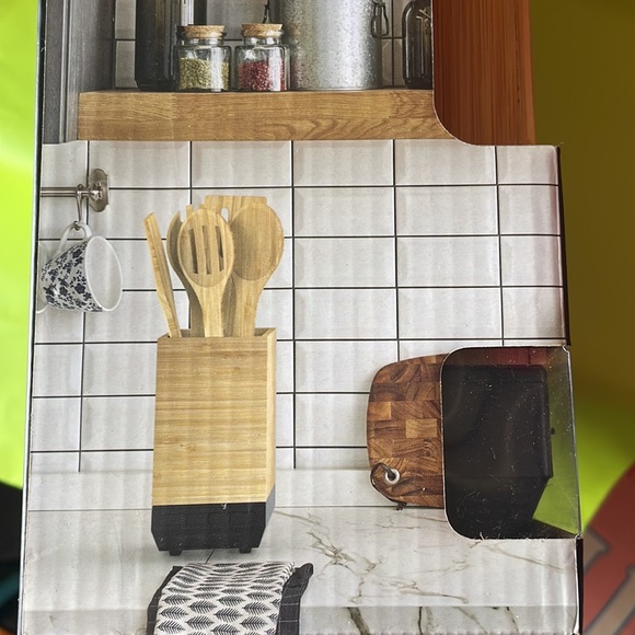 thyme & table Kitchen Thyme Table Bamboo Utensil Set With Built In